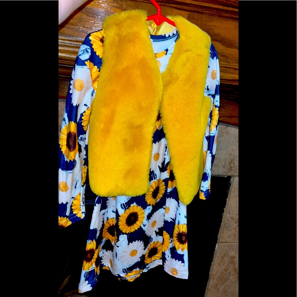 Long sleeve dress with vest. Size large  fits like a 5/6 in kids